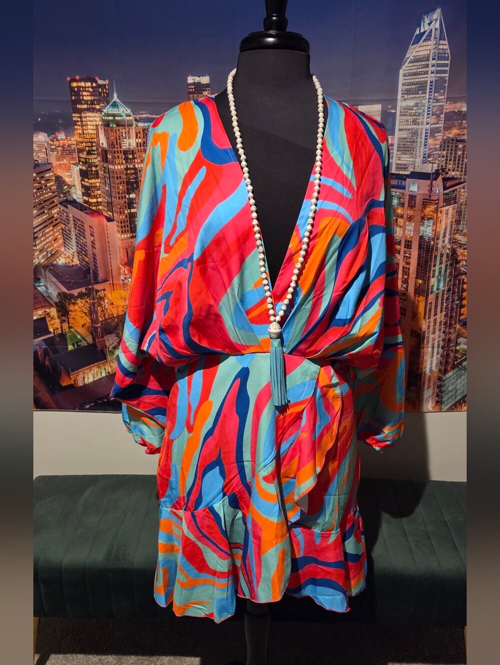 Vibrant Multicolor Abstract Print Mini Dress